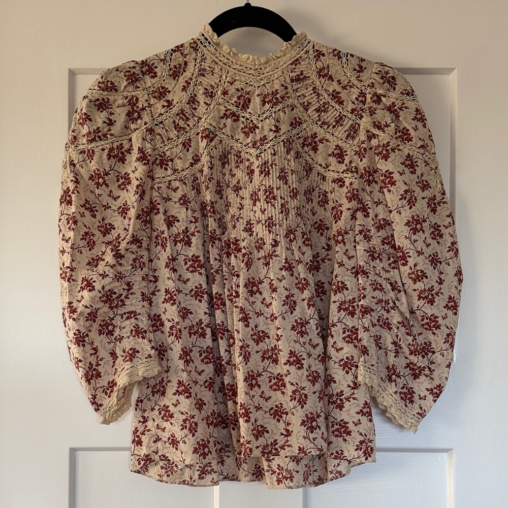 Doen Annette Top Songbird Toile Blouse Size XS